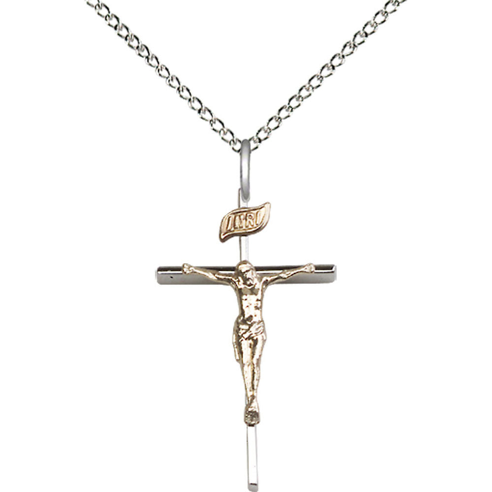 Gold Filled/Sterling Silver Crucifix Pendant - 2235GF_SS