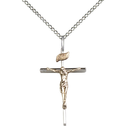 Gold Filled/Sterling Silver Crucifix Pendant - 2235GF_SS
