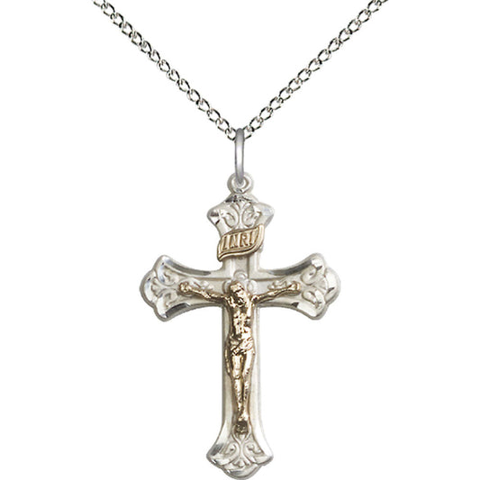 Gold Filled/Sterling Silver Crucifix Pendant - 2622GF_SS