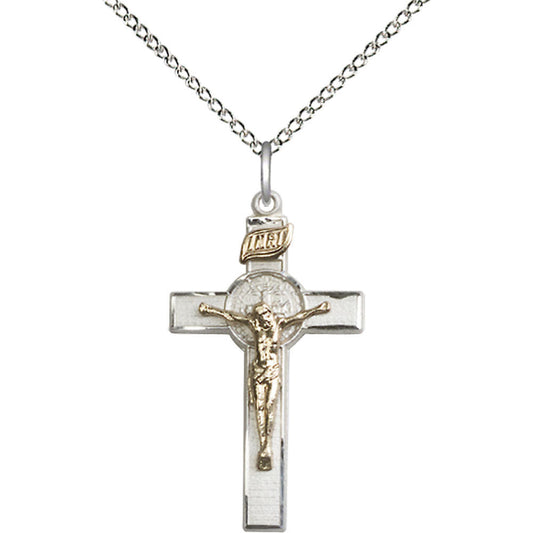 Gold Filled/Sterling Silver Saint Benedict Crucifix Pendant - 2625GF_SS
