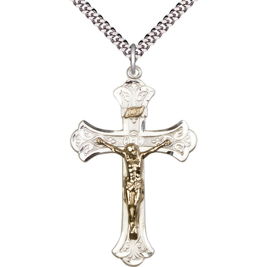 Gold Filled/Sterling Silver Crucifix Pendant - 2642GF_SS