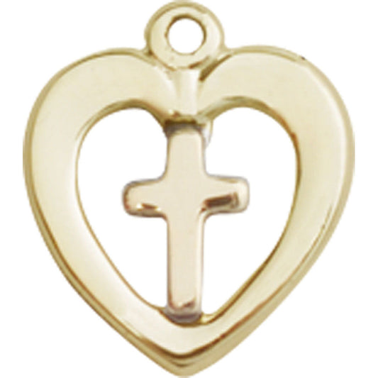 14kt Gold/14kt Gold Heart / Cross Pendant - 3147KT_KT