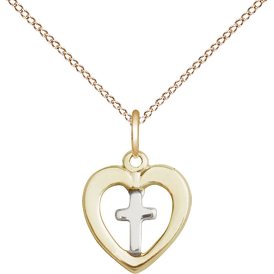 Sterling Silver/Gold Filled Heart / Cross Pendant - 3147SS_GF