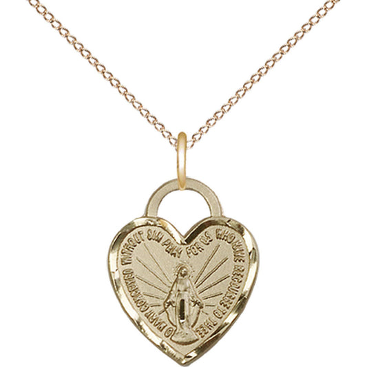 Gold Filled Miraculous Heart Pendant - 3401GF