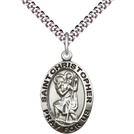 Sterling Silver Saint Christopher Pendant - 4020SS