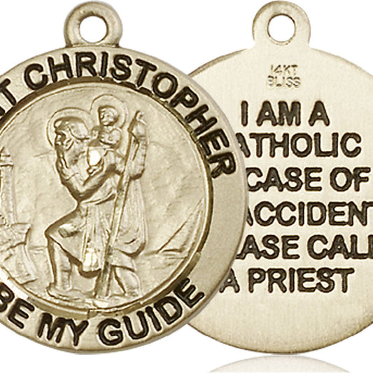 14kt Gold Saint Christopher Pendant - 4074KT