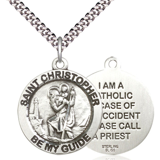 Sterling Silver Saint Christopher Pendant - 4074SS