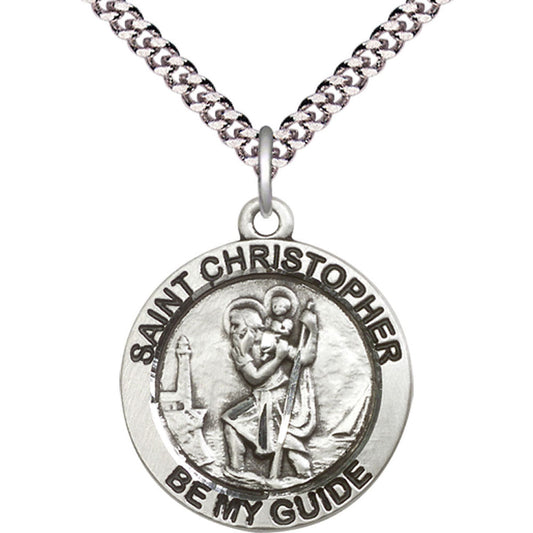 Sterling Silver Saint Christopher Pendant - 4075SS
