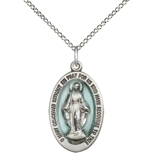 Sterling Silver Miraculous Pendant - 4123EMSS