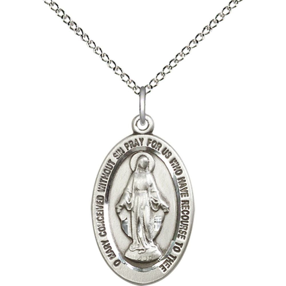 Sterling Silver Miraculous Pendant - 4123MSS