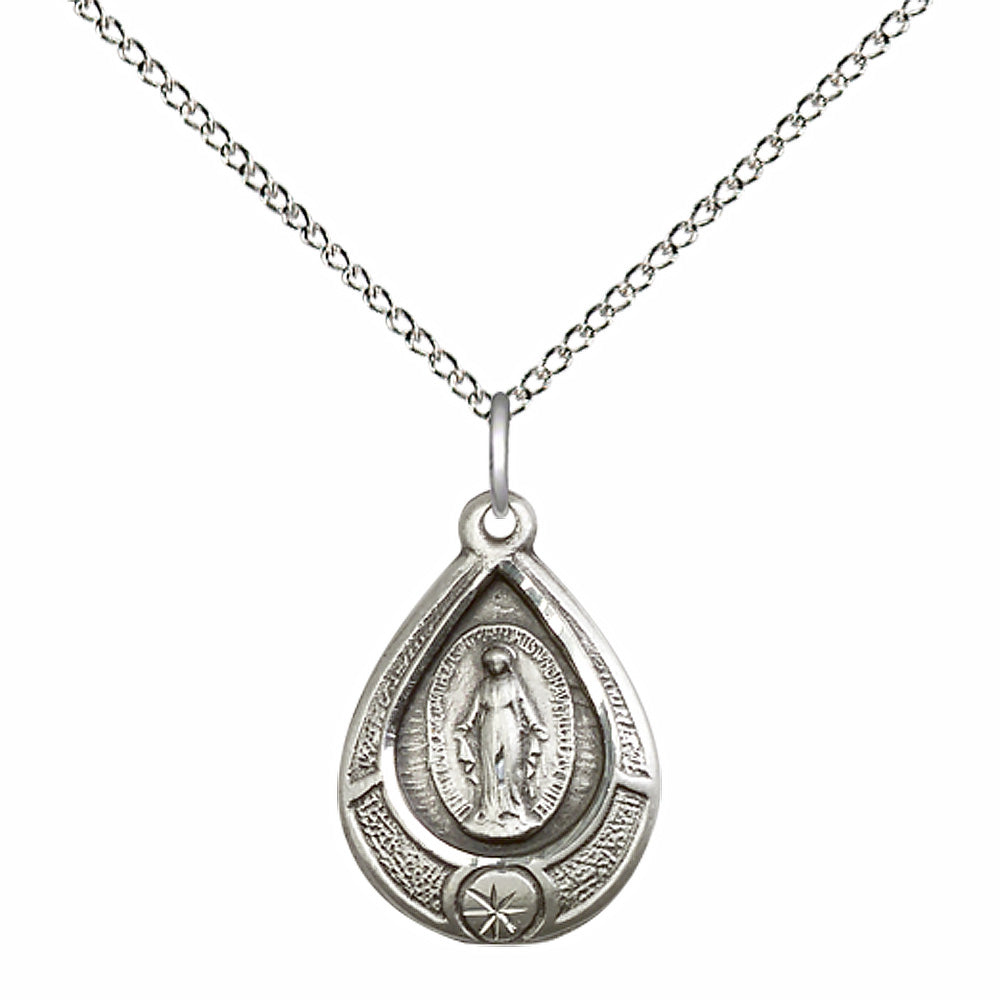 Sterling Silver Miraculous Pendant - 4144MSS