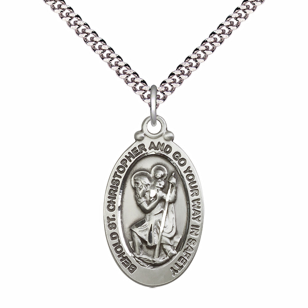Sterling Silver Saint Christopher Pendant - 4145CSS