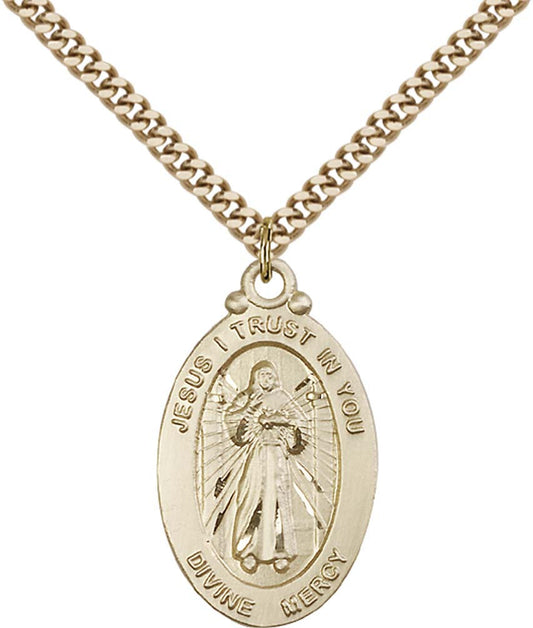 Gold Filled Divine Mercy Pendant - 4145DMGF
