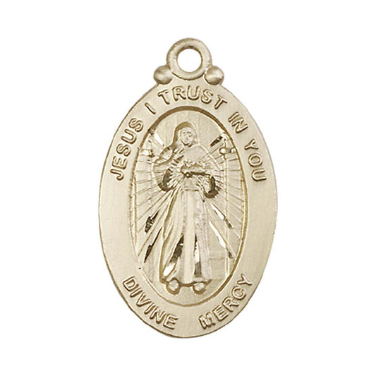 14kt Gold Divine Mercy Pendant - 4145DMKT