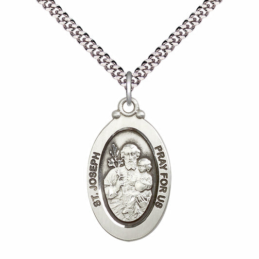 Sterling Silver Saint Joseph Pendant - 4145KSS