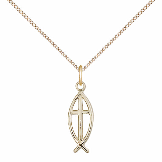 Gold Filled Fish / Cross Pendant - 4251GF