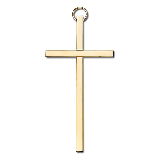 4 inch Plain Polished Brass Cross - 4450G