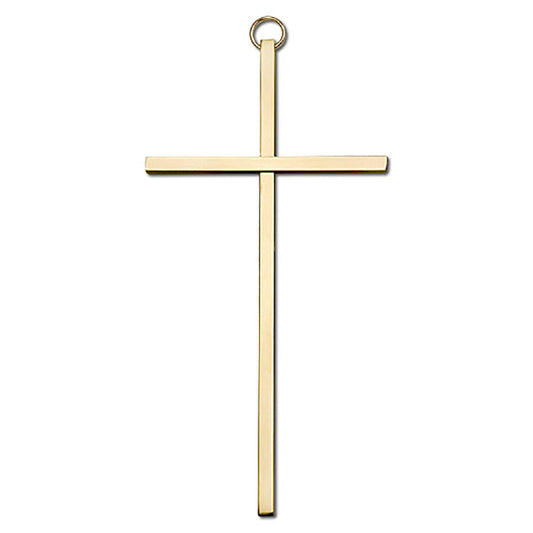6 inch Plain Polished Brass Cross - 4600G