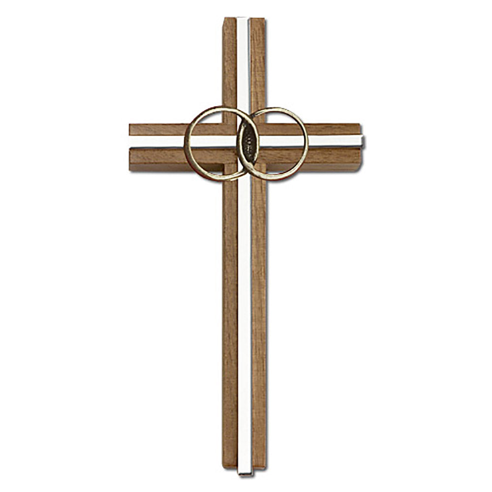 6 inch Marriage Cross, Walnut w/ Antique Gold inlay - 5002G/S