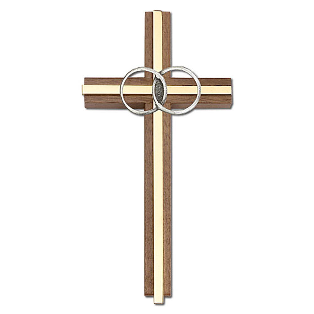6 inch Marriage Cross, Walnut w/ Antique Gold inlay - 5002G/G