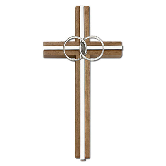 6 inch Marriage Cross, Walnut w/ Antique Silver inlay - 5002S/S