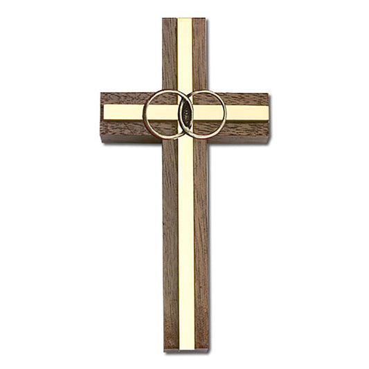 4 inch Marriage Cross, Walnut w/ Antique Gold inlay - 5003G/G
