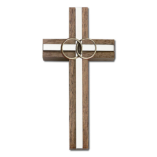 4 inch Marriage Cross, Walnut w/ Antique Gold inlay - 5003G/S