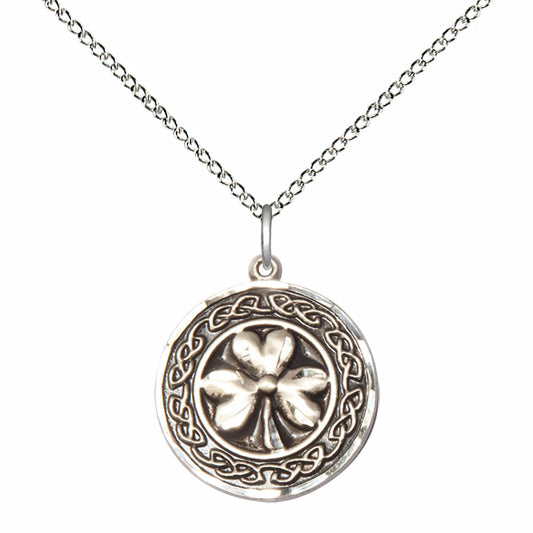 Sterling Silver Shamrock w/ Celtic Border Pendant - 5106SS