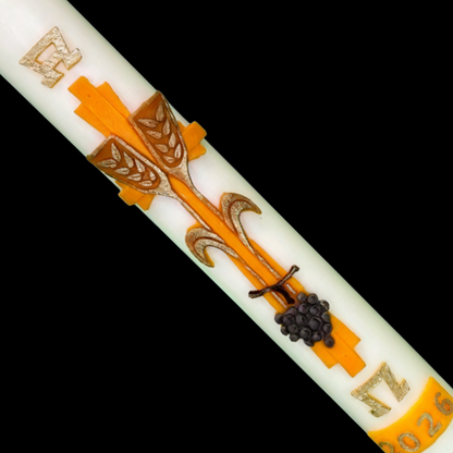 Yellow Wheat & Grapes Paschal Candle