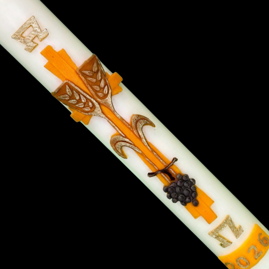 Yellow Wheat & Grapes Paschal Candle