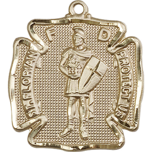 14kt Gold Saint Florian Pendant - 5445KT