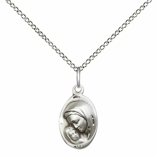 Sterling Silver Madonna & Child Pendant - 5447SS