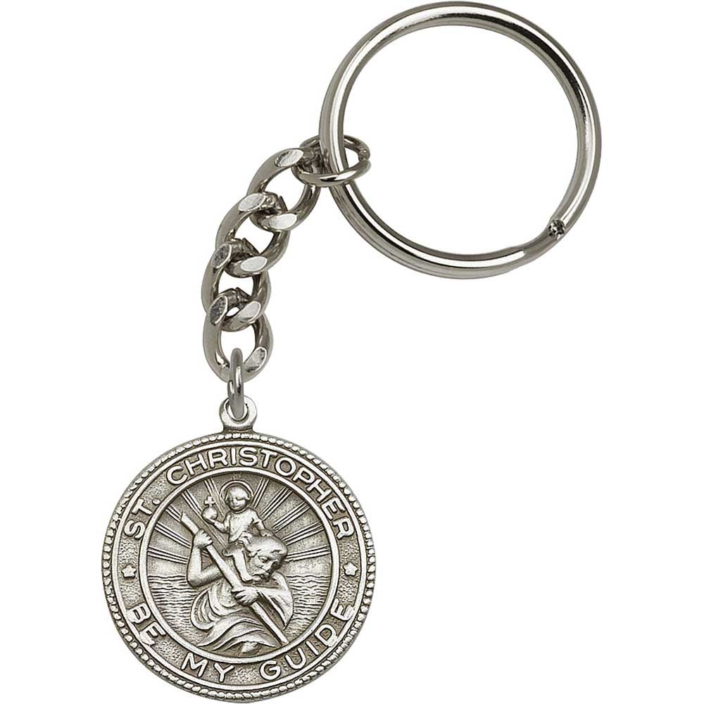 Antique Silver St. Christopher Keychain - 5589
