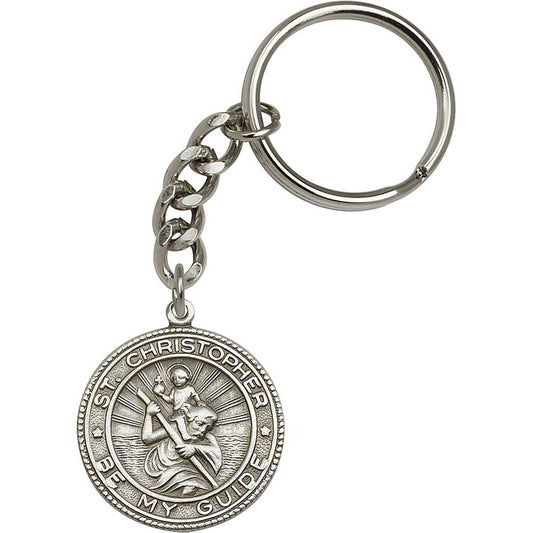 Antique Silver St. Christopher Keychain - 5589