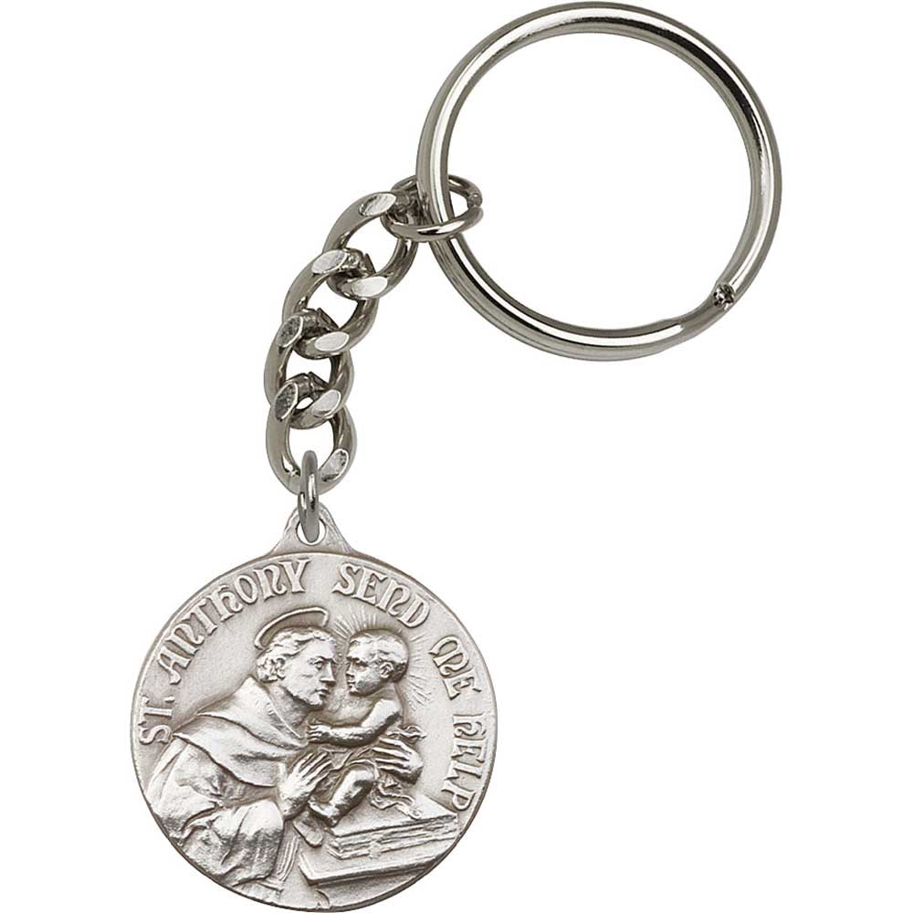 Antique Silver St. Anthony Keychain - 5597