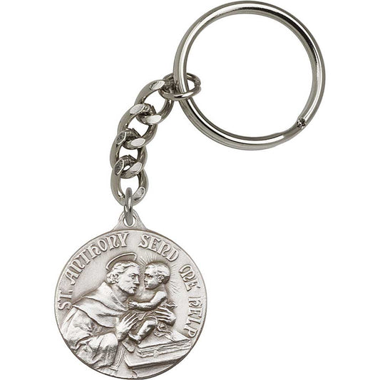 Antique Silver St. Anthony Keychain - 5597