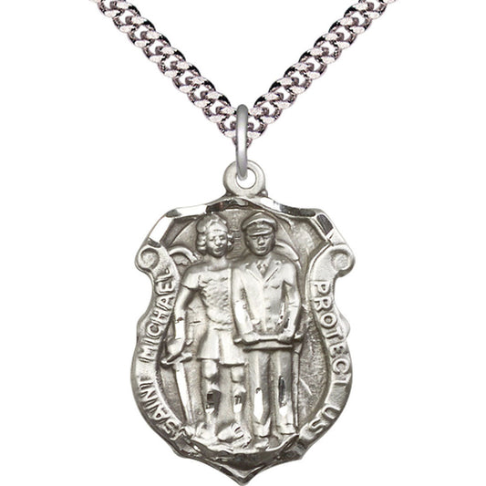 Sterling Silver Saint Michael the Archangel Pendant - 5694SS