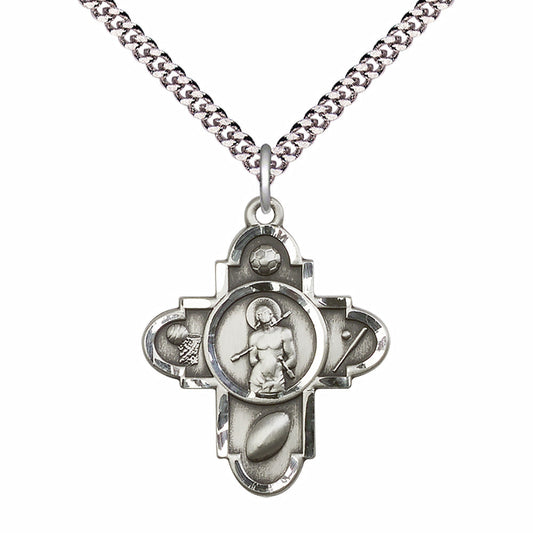 Sterling Silver Sports 5-Way / St Sebastian Pendant - 5703SS