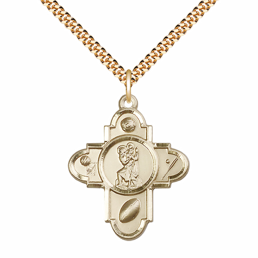 Gold Filled Sports 5-Way / St Christopher Pendant - 5707GF