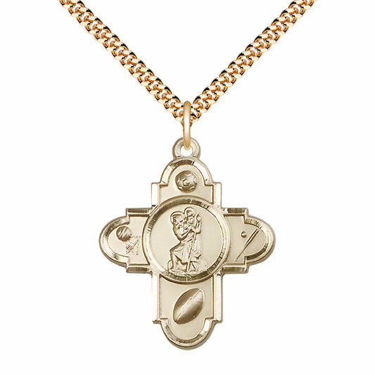 Gold Filled Sports 5-Way / St Christopher Pendant - 5707GF