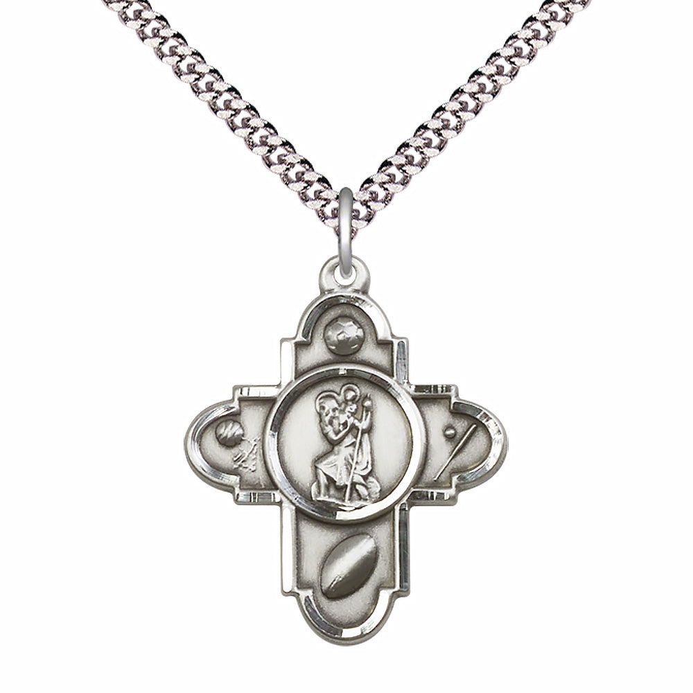 Sterling Silver Sports 5-Way / St Christopher Pendant - 5707SS