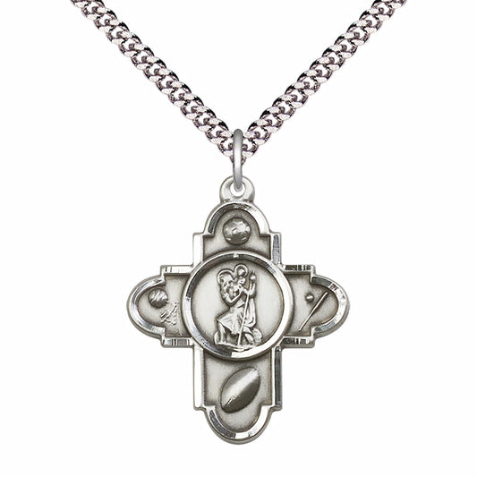 Sterling Silver Sports 5-Way / St Christopher Pendant - 5707SS