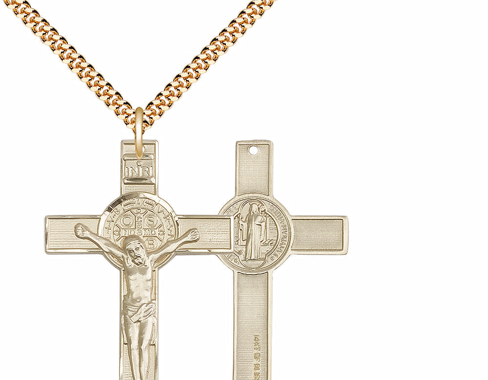 Gold Filled Saint Benedict Crucifix Pendant - 5738GF