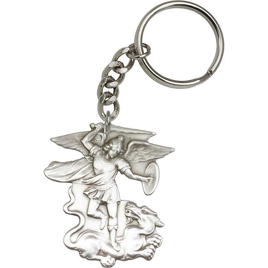 Antique Silver St. Michael the Archangel Keychain - 5845