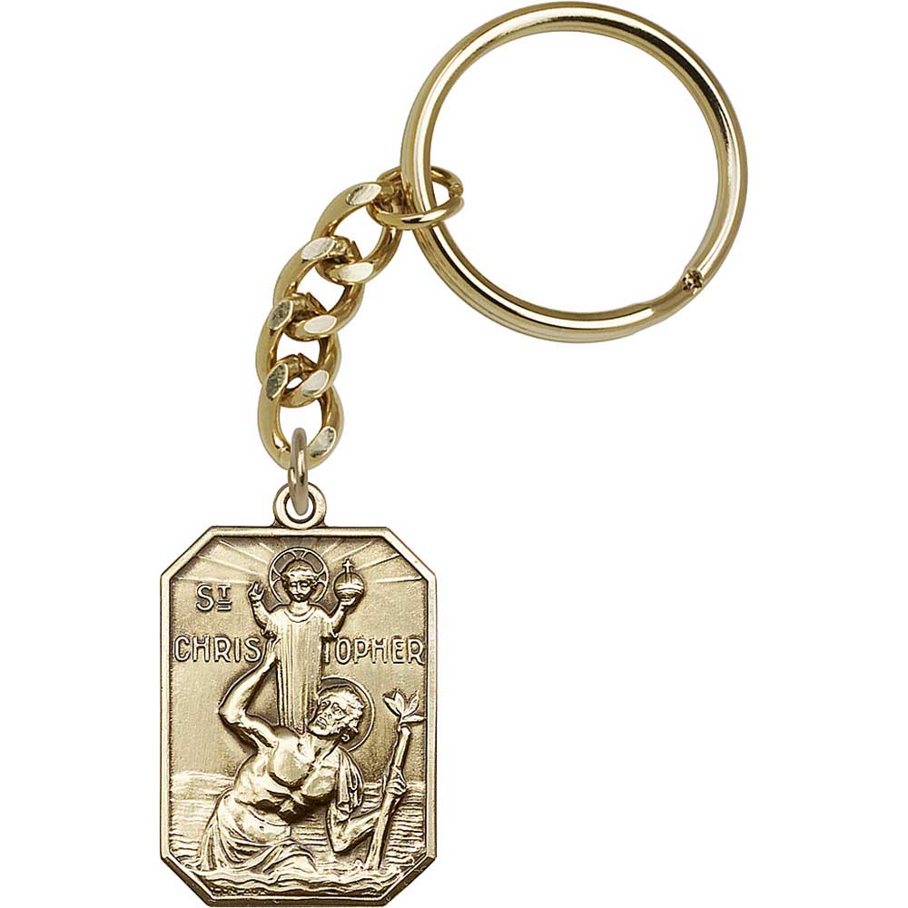 Antique Gold St. Christopher Keychain - 5849