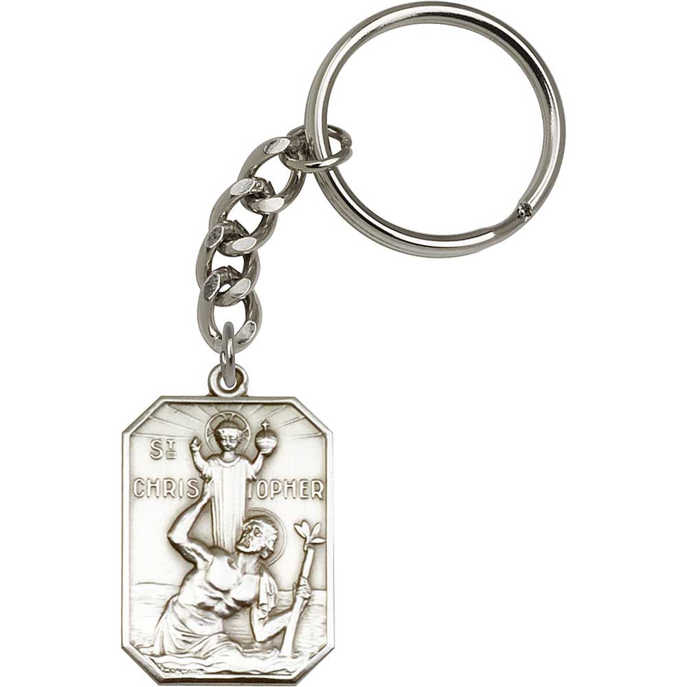 Antique Silver St. Christopher Keychain - 5849
