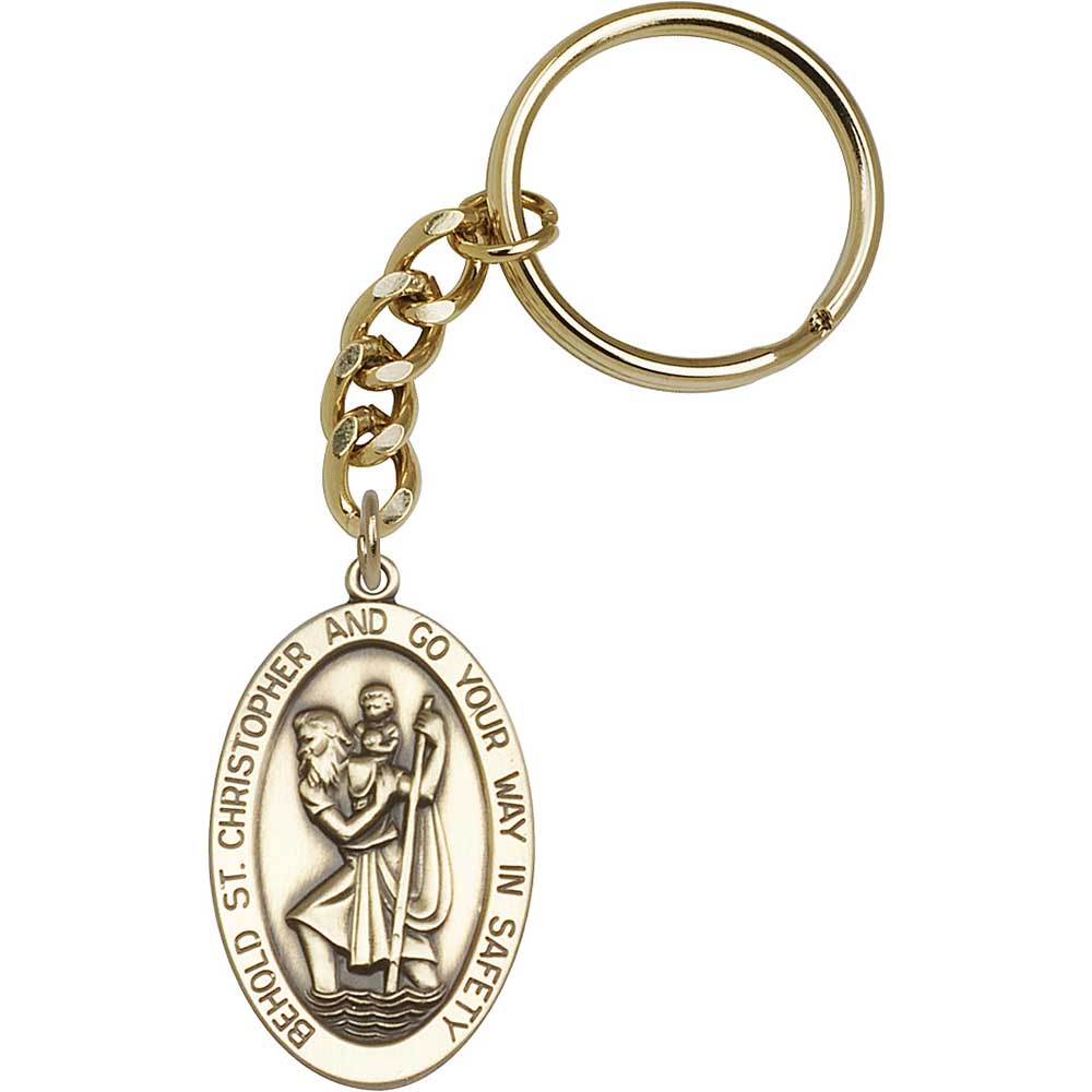 Antique Gold St. Christopher Keychain - 5851