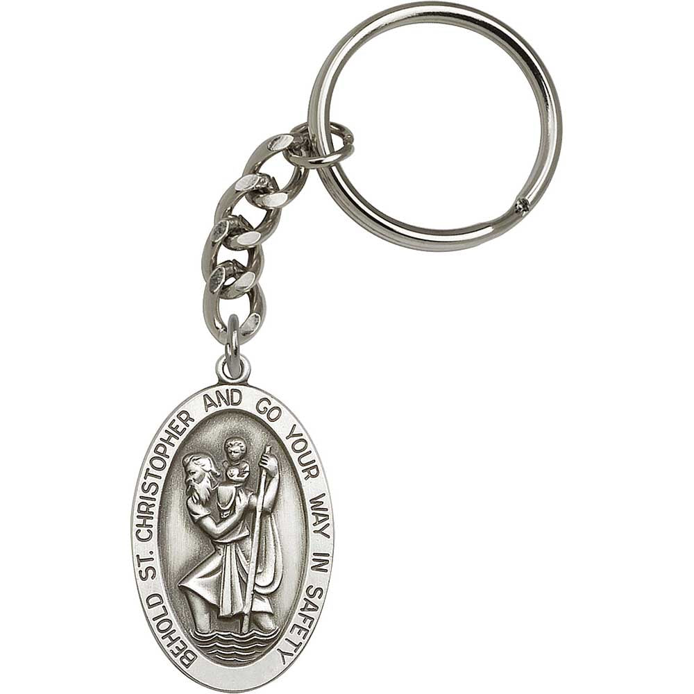 Antique Silver St. Christopher Keychain - 5851