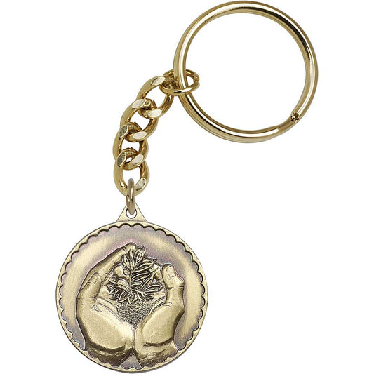 Antique Gold Faith Hand Serenity Keychain - 5857
