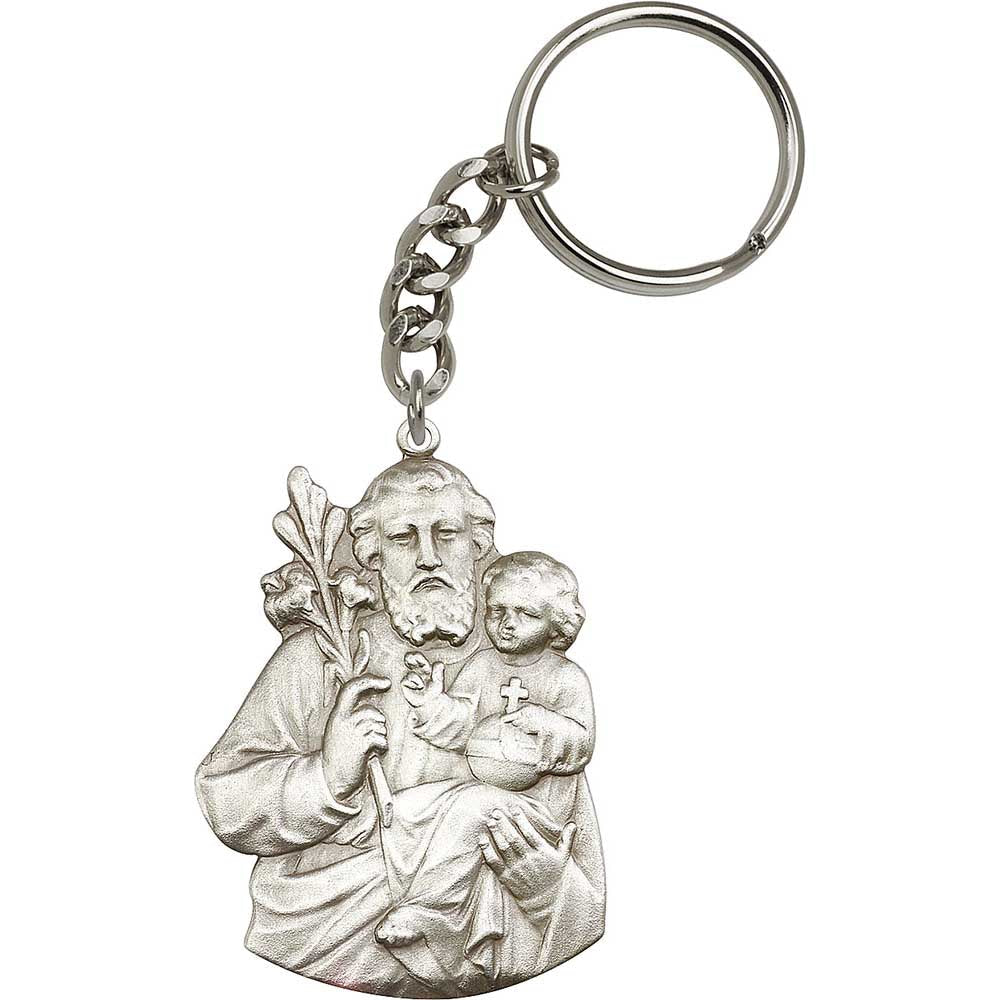 Antique Silver St. Joseph Keychain - 5859